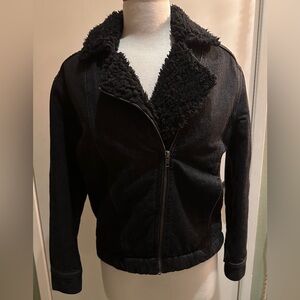 Madewell Black Sherpa-Lined Jean Jacket